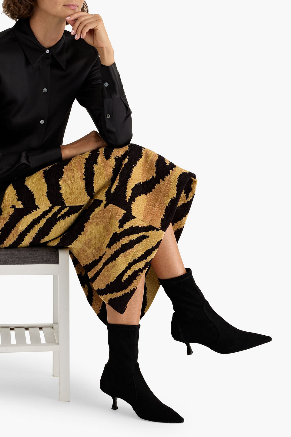 Stuart Weitzman Naomi 50 Suede Ankle Boots In Black