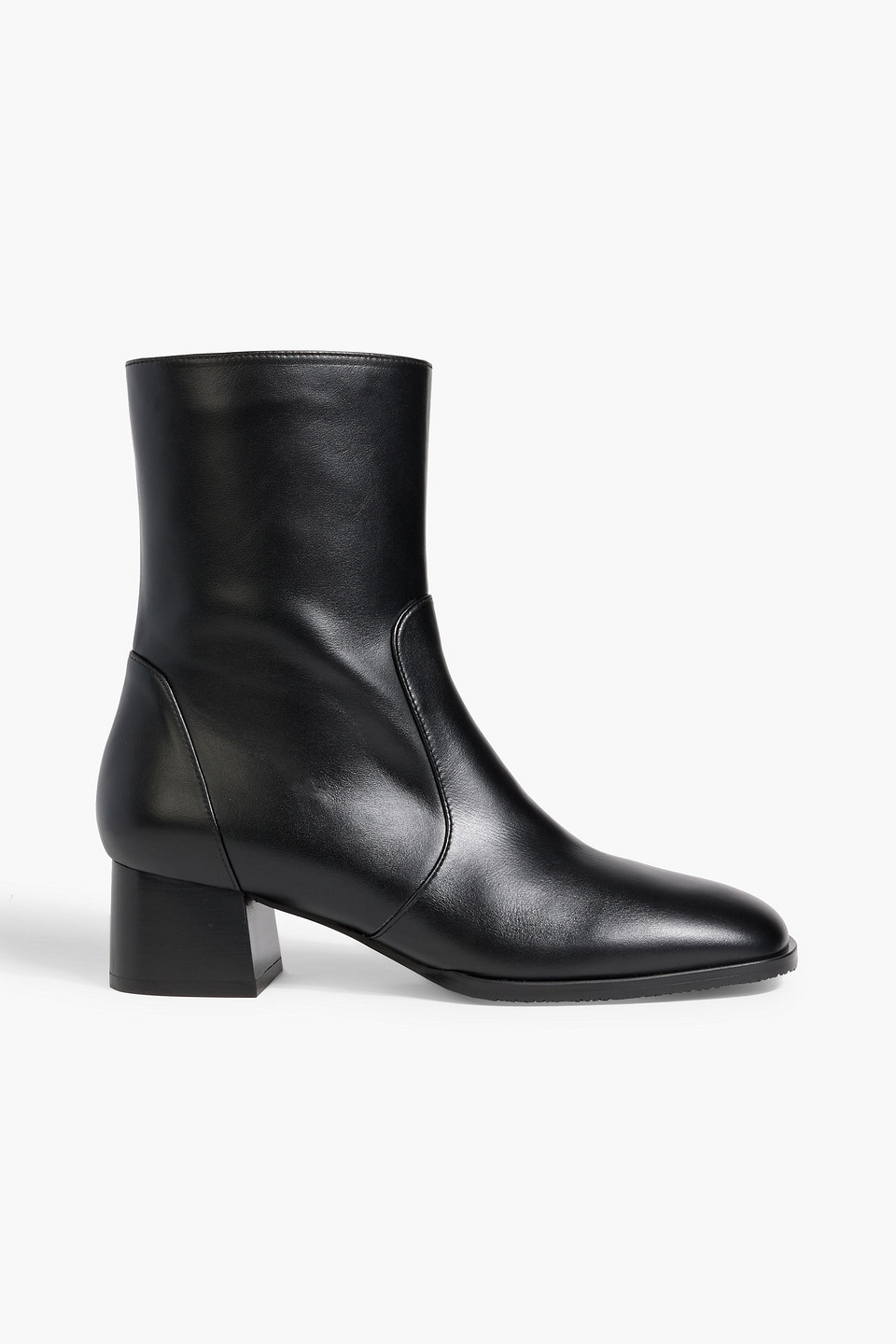 Stuart Weitzman Flareblock Leather Zip Ankle Booties In Black