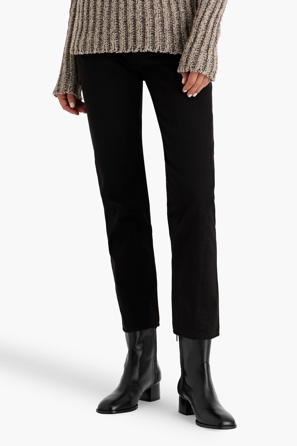 Stuart Weitzman Flareblock Leather Zip Ankle Booties In Black