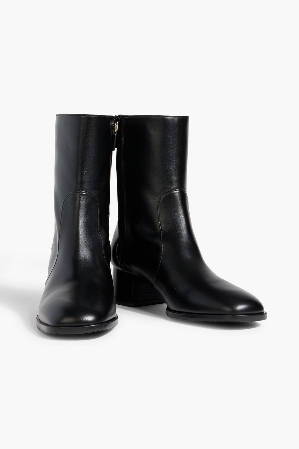Stuart Weitzman Flareblock Leather Zip Ankle Booties In Black