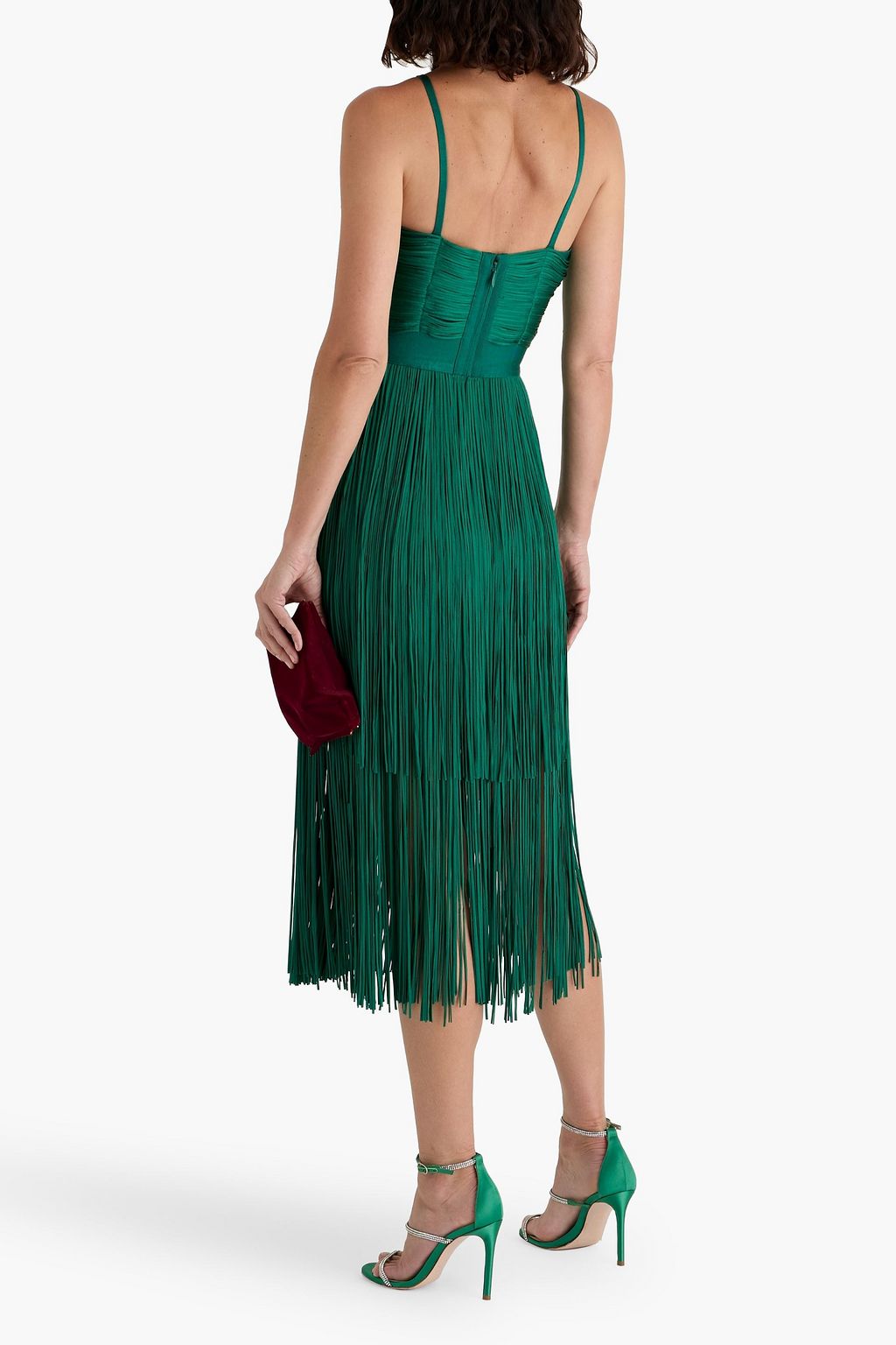 HERVÉ LÉGER Natalia fringed bandage midi dress