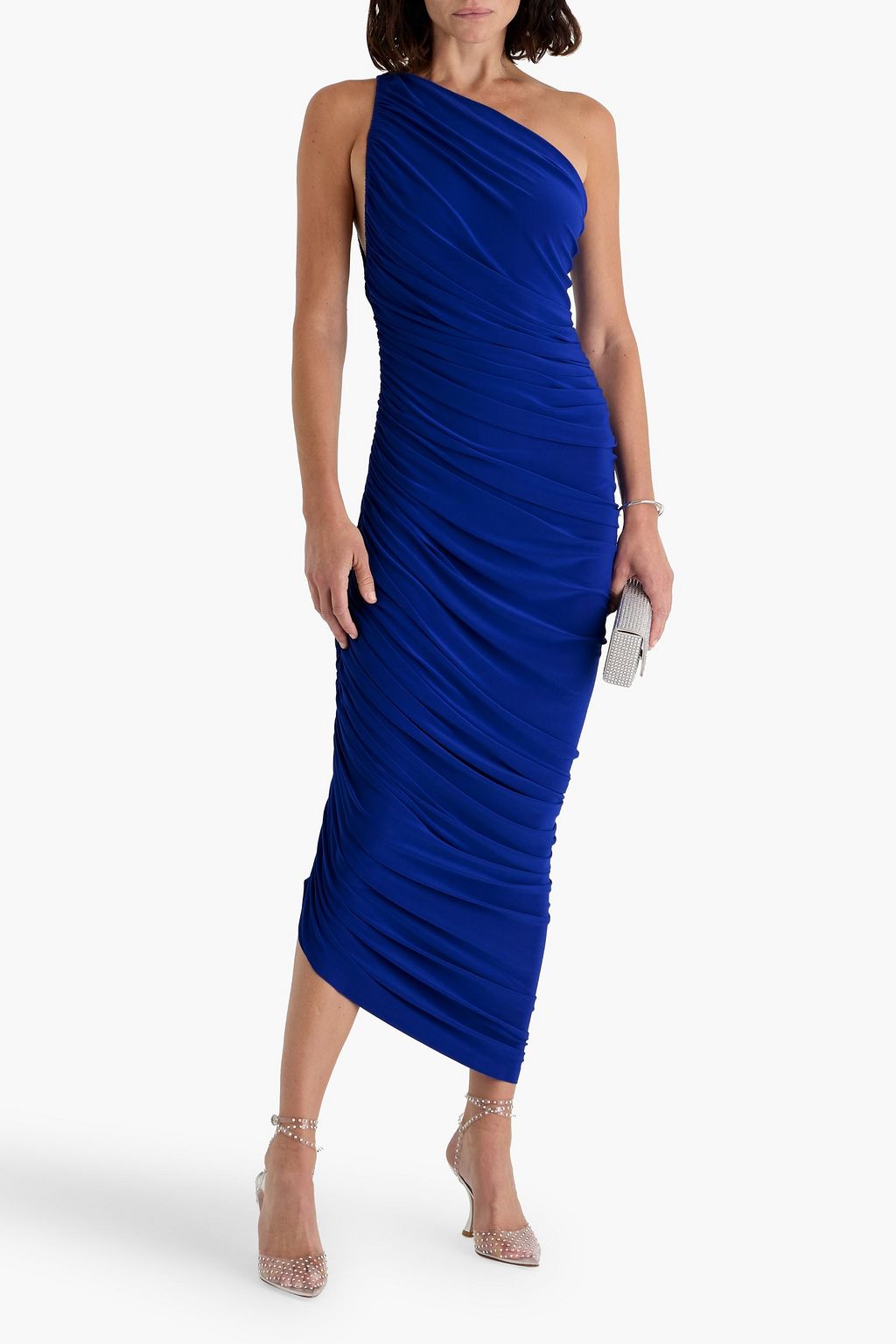 NORMA KAMALI Diana one-shoulder ruched stretch-jersey maxi dress