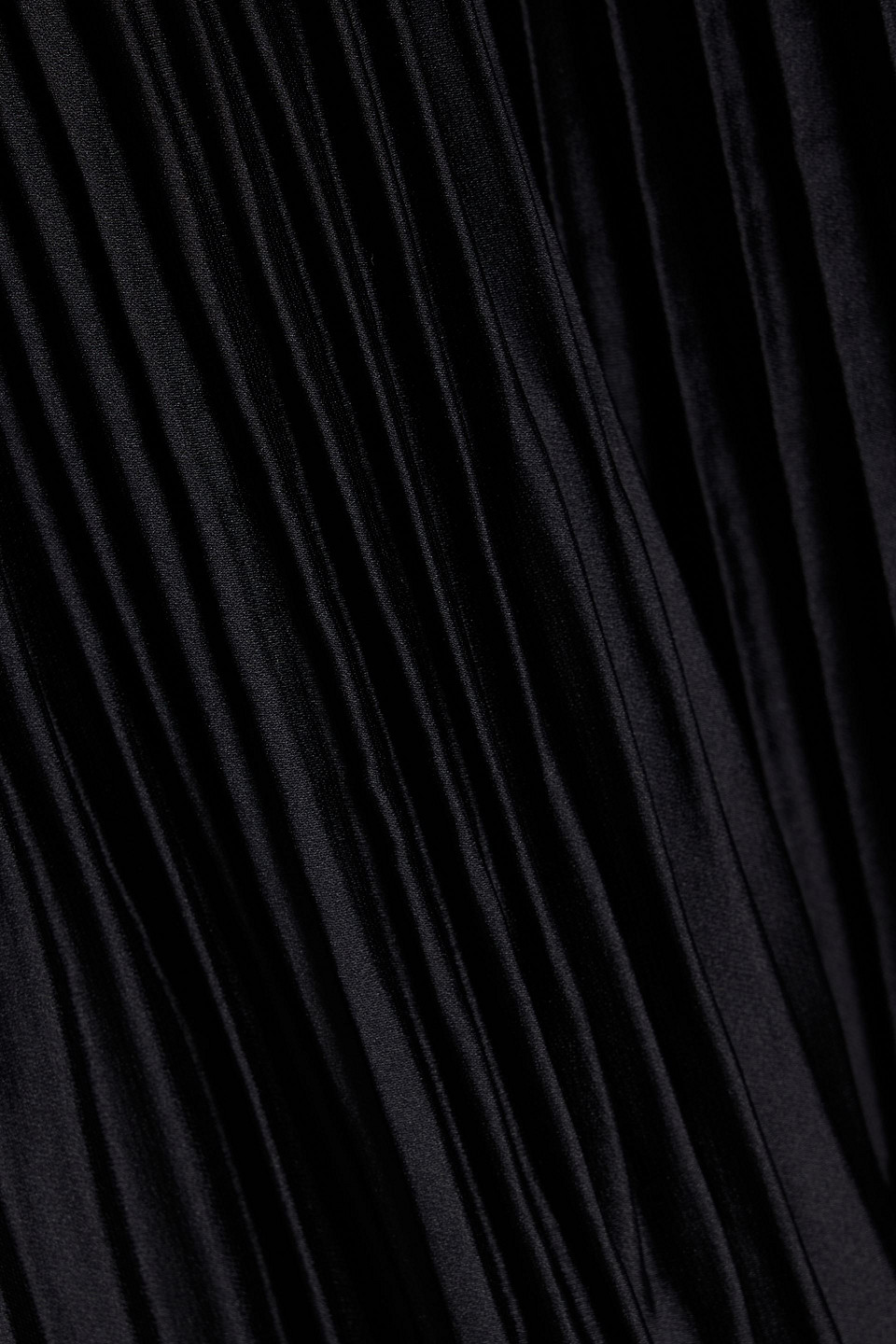 Simkhai Ostara Plissé-satin Gown In Black