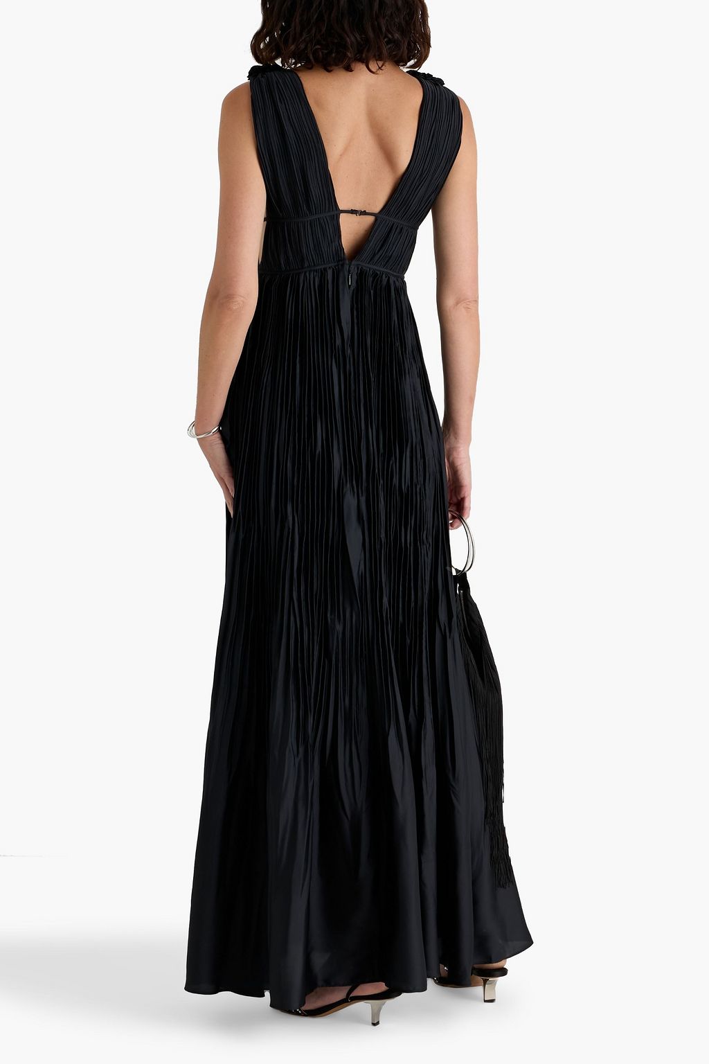 SIMKHAI Ostara plissé-satin gown