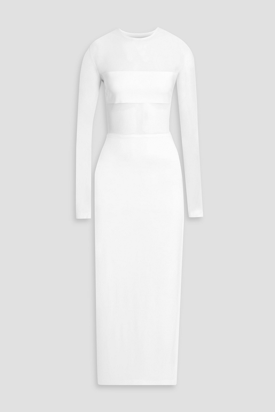 Norma Kamali Dash Dash Mesh-paneled Stretch-knit Gown In White