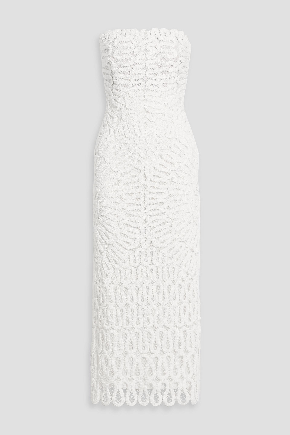 Simkhai Elise Strapless Crocheted Cotton Maxi Dress In White