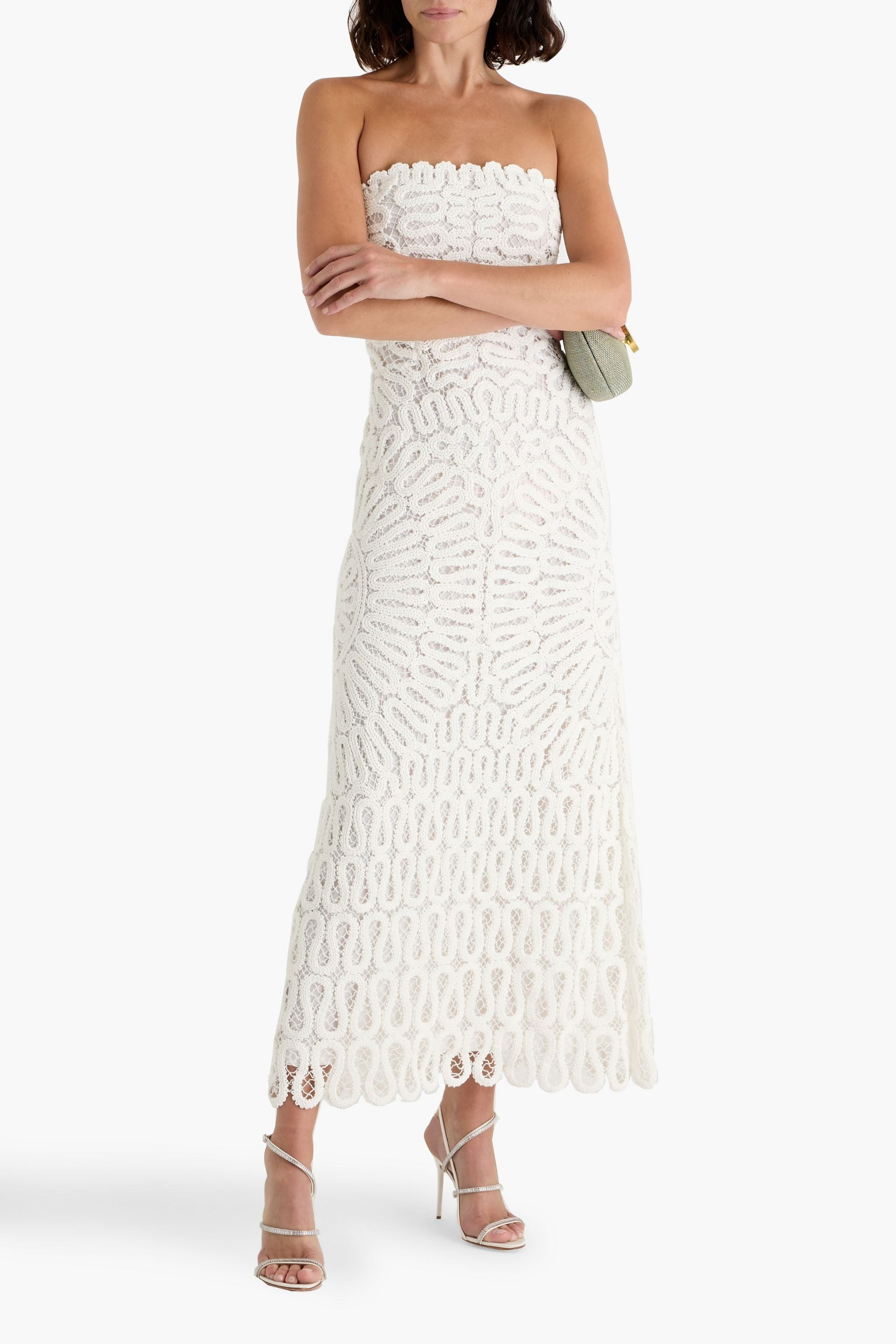 SIMKHAI Elise strapless crocheted cotton maxi dress
