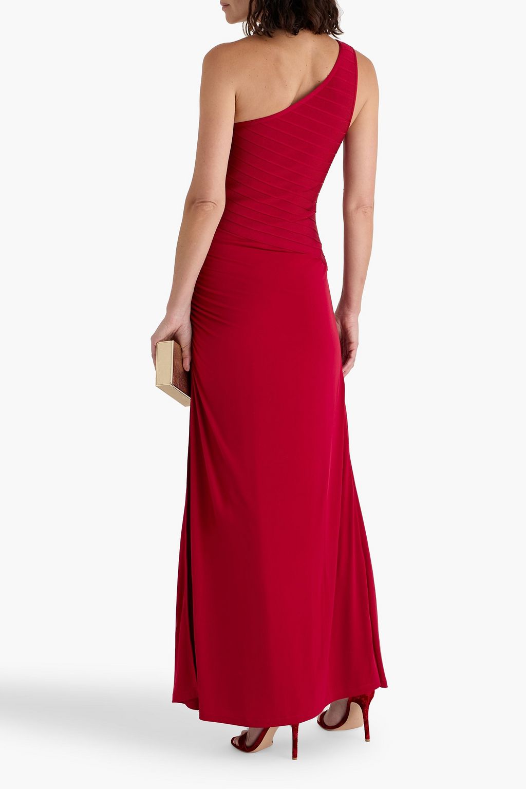 HERVÉ LÉGER Camellia one-shoulder bandage and stretch-jersey gown
