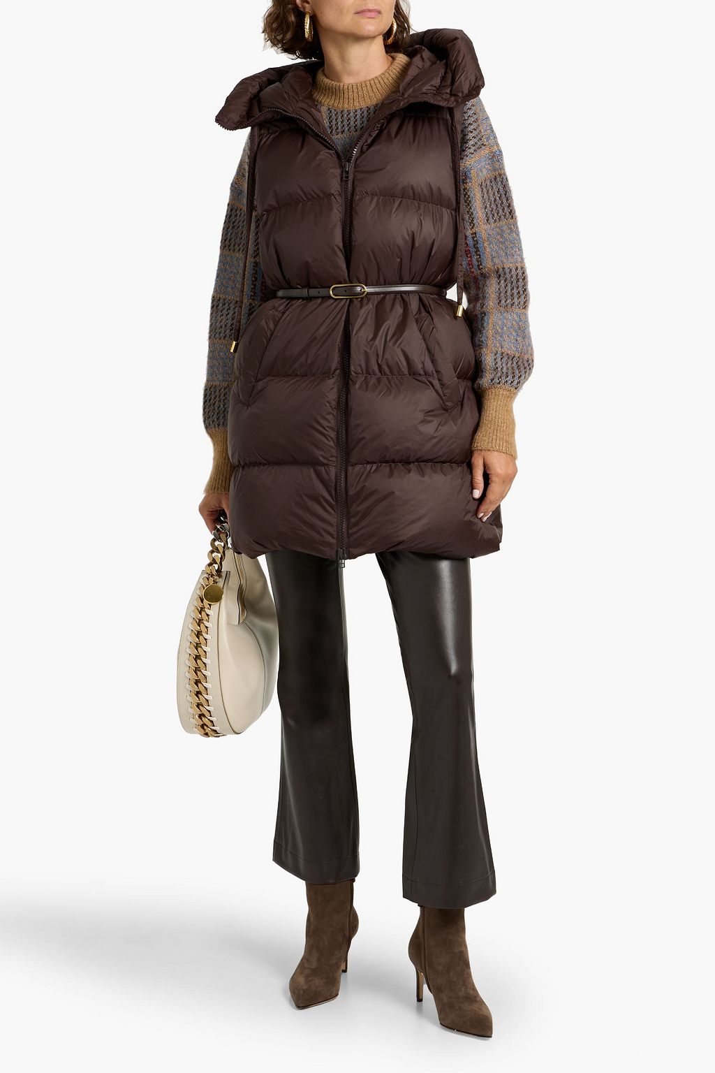 VERONICA BEARD Bria belted quilted shell down vest