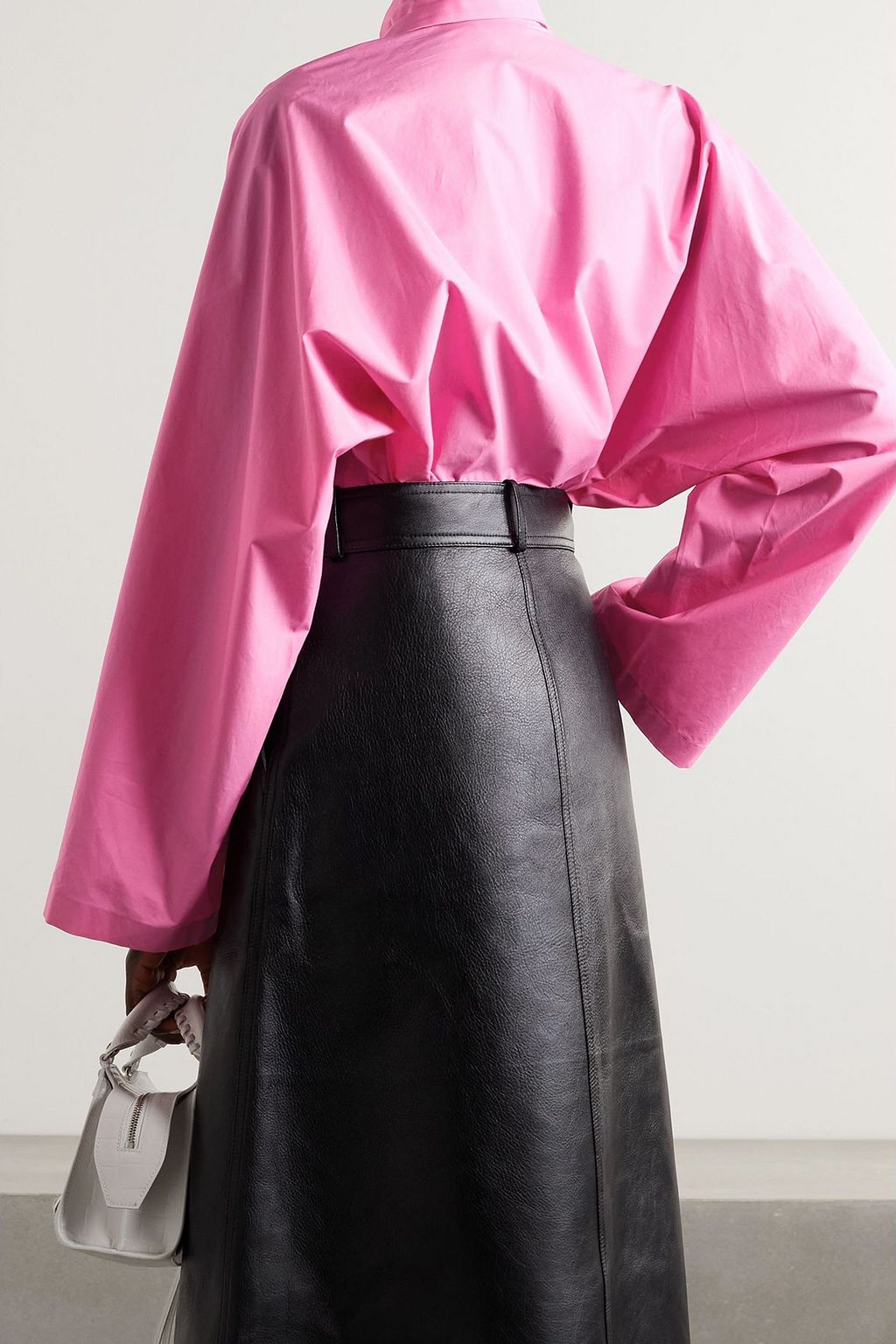 BALENCIAGA Oversized tie-neck cotton-poplin blouse