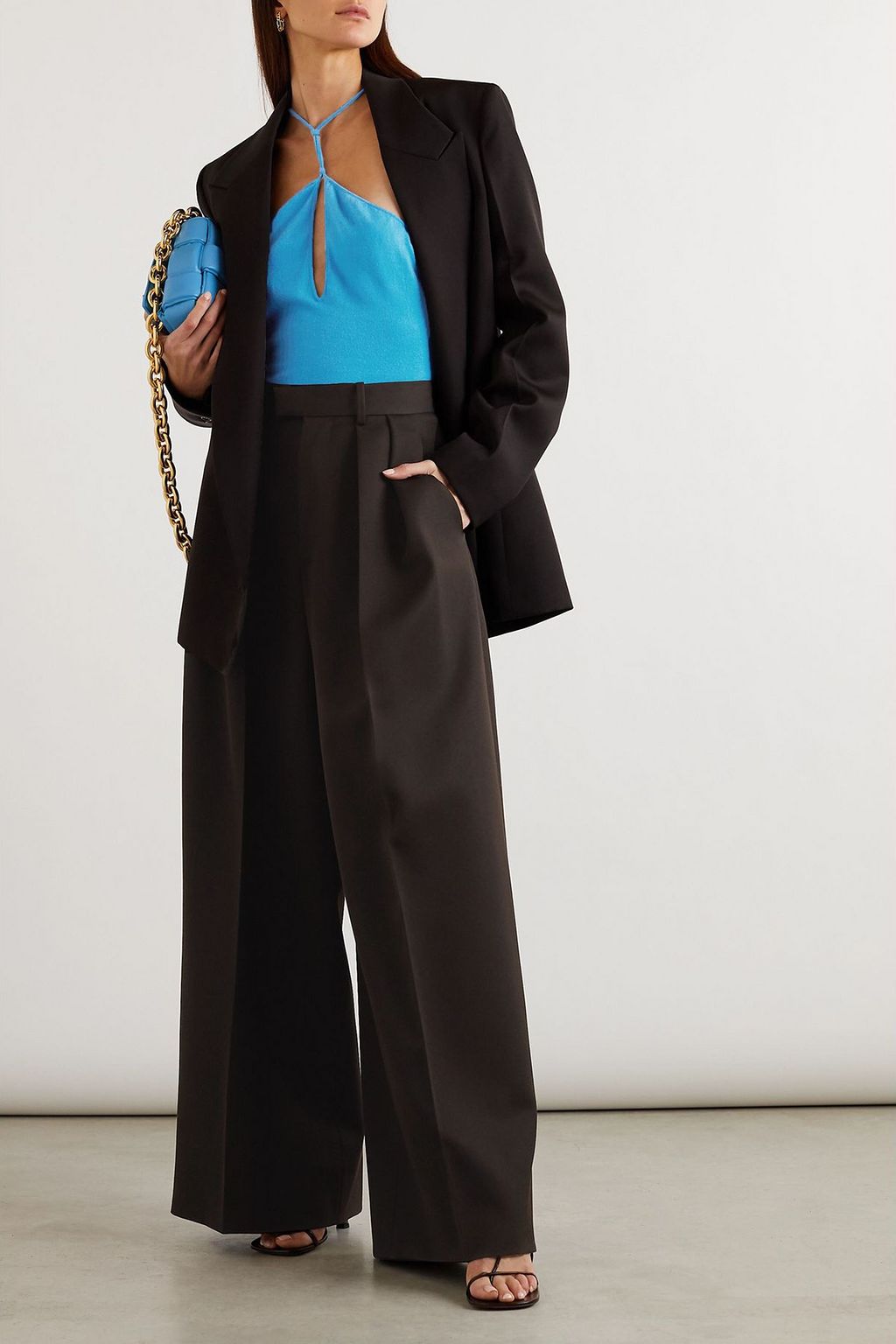 BOTTEGA VENETA Pleated grain de poudre wide-leg pants