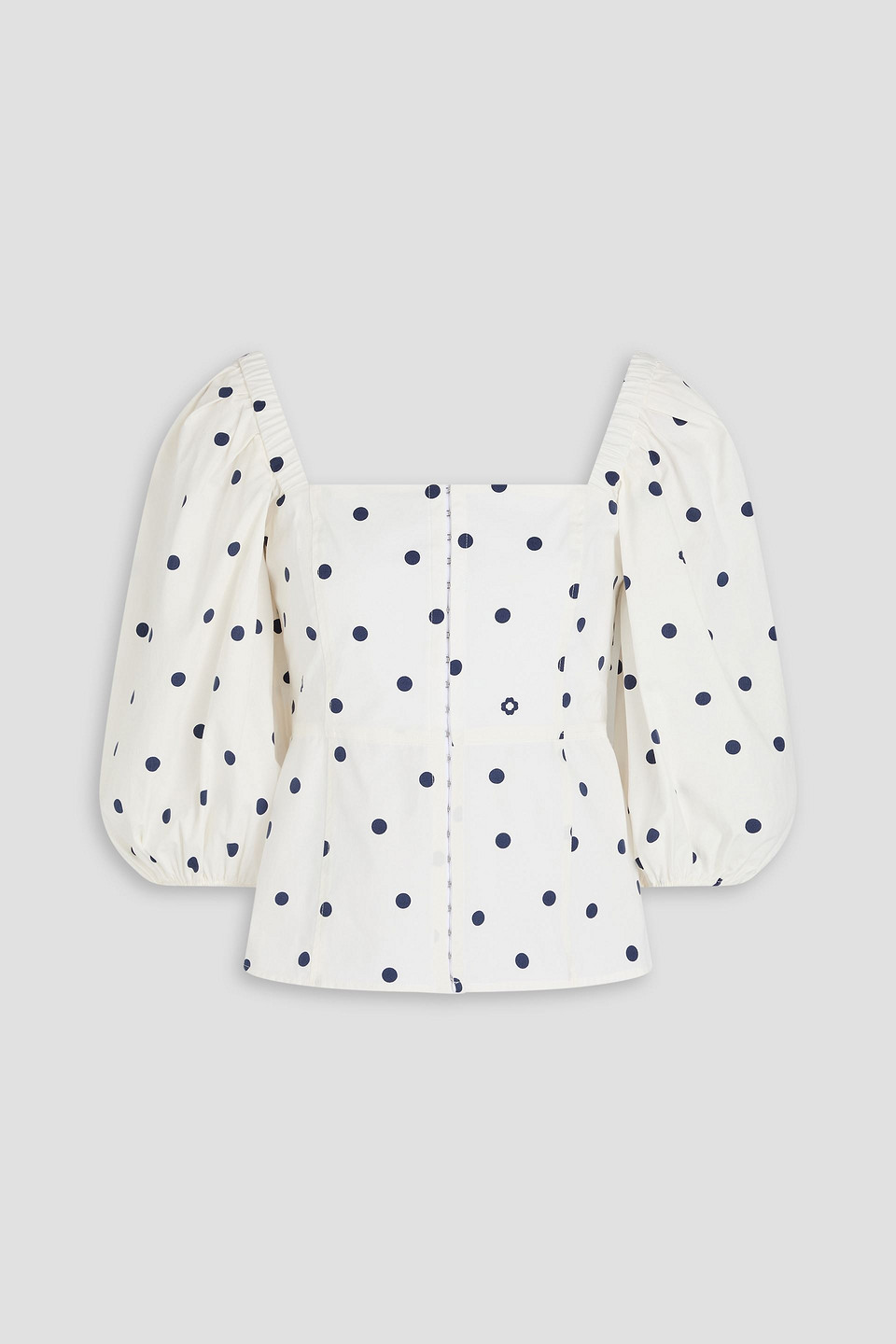 maje - polka-dot stretch-cotton poplin top - white - 0