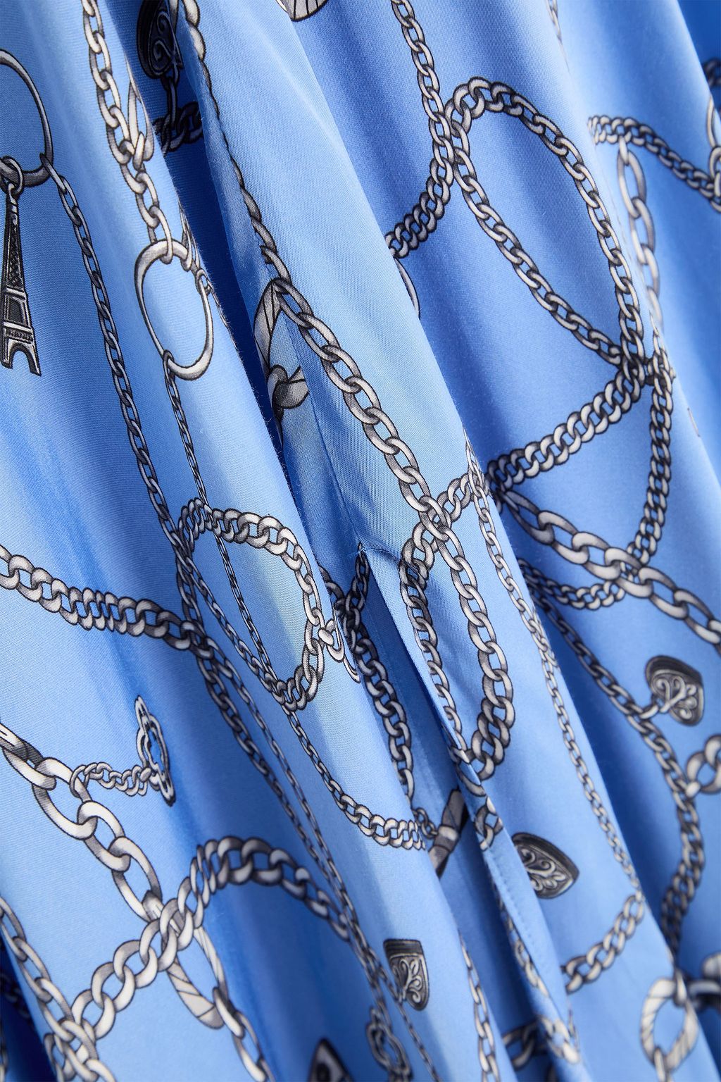 MAJE Shirred printed satin maxi dress