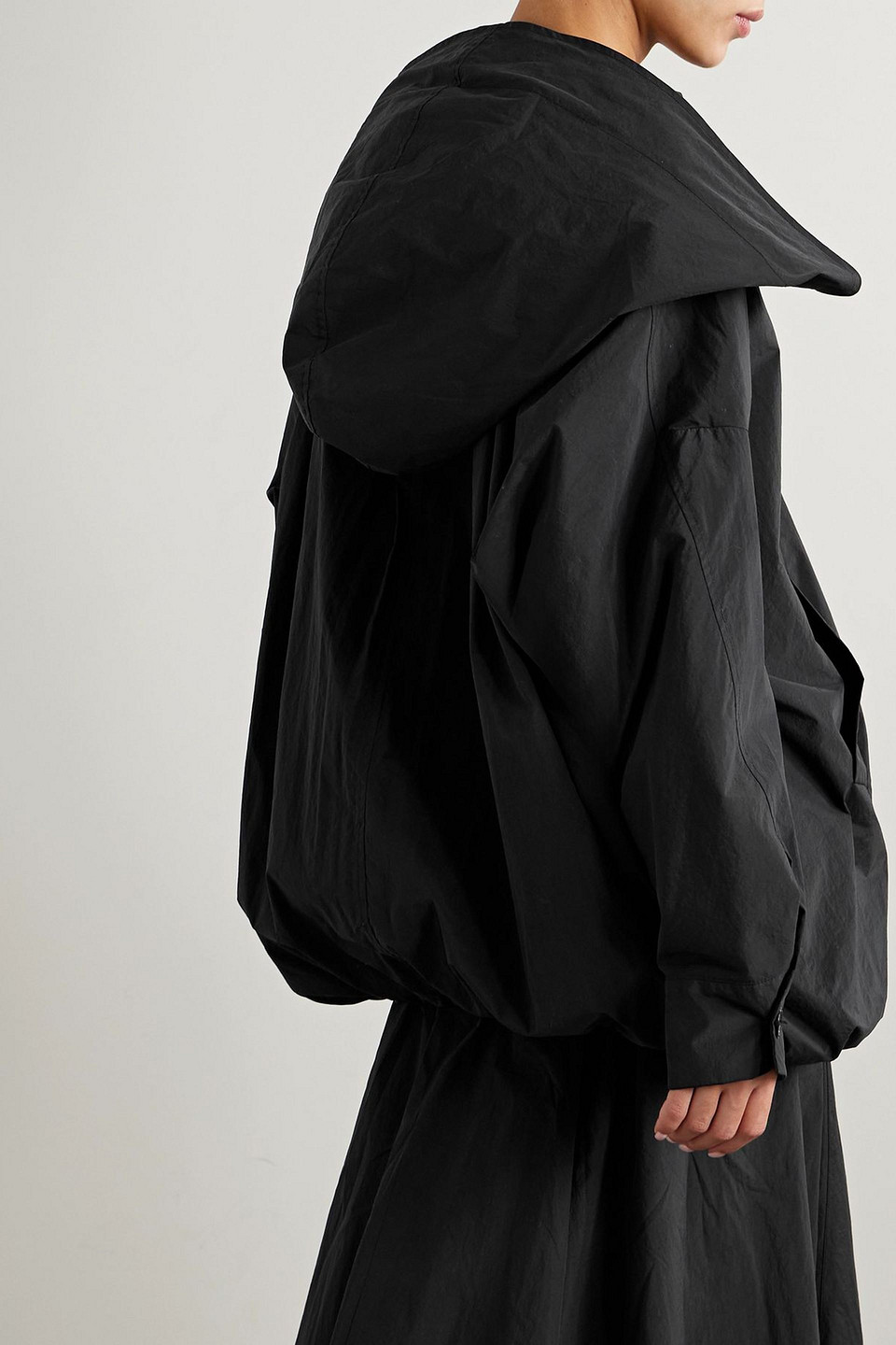 Another Tomorrow Oversized-shelljacke Mit Kapuze In Black