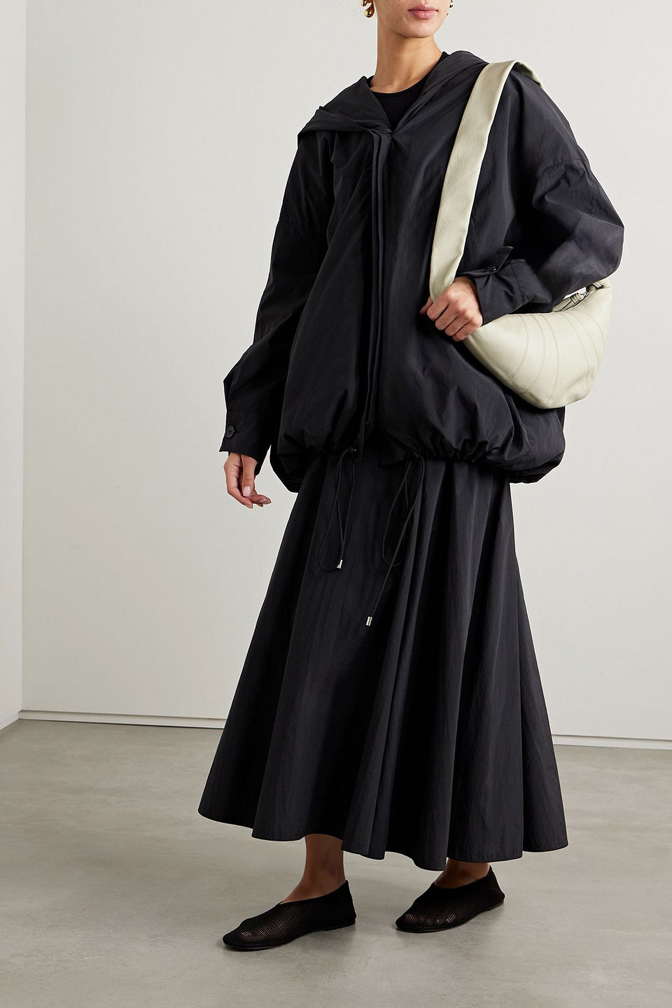 Another Tomorrow Oversized-shelljacke Mit Kapuze In Black