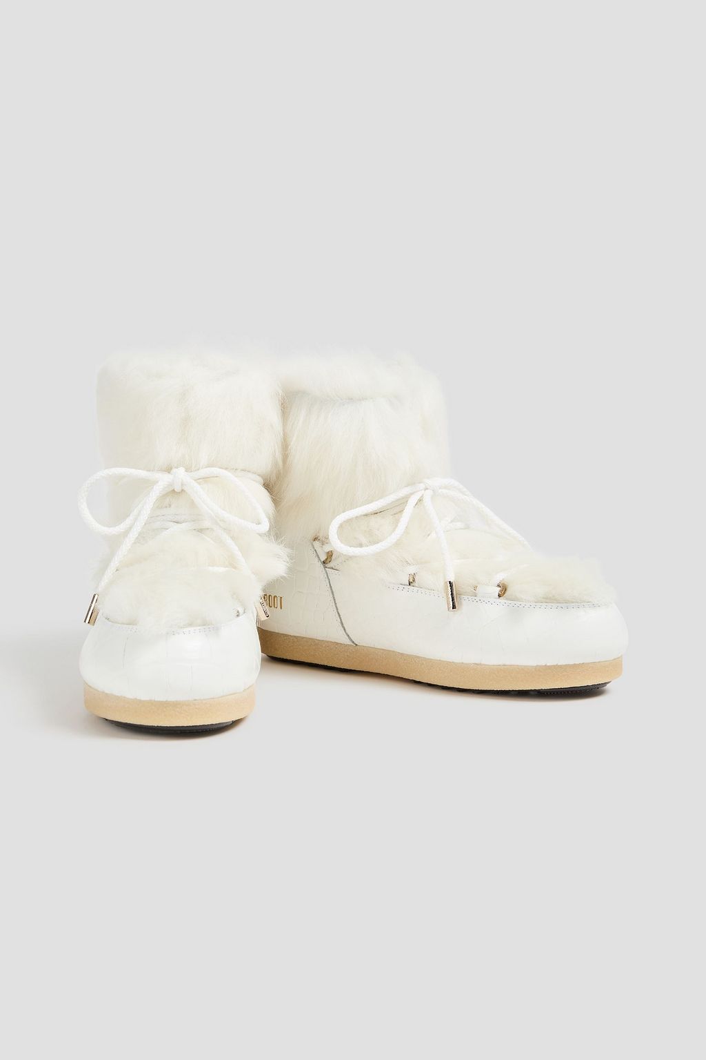 MOON BOOT Far Side shearling and croc-effect leather snow boots