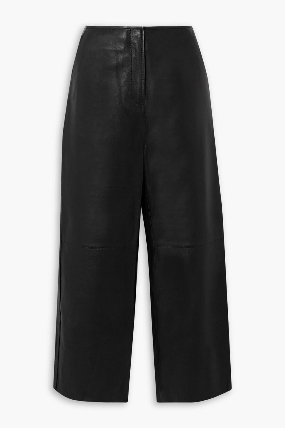 Totême Paneled Leather Wide-leg Pants In Black