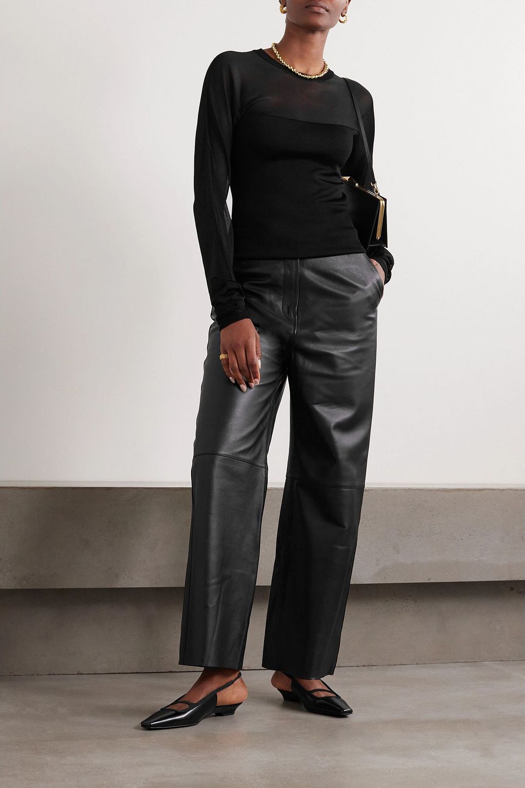 TOTEME Paneled leather wide-leg pants