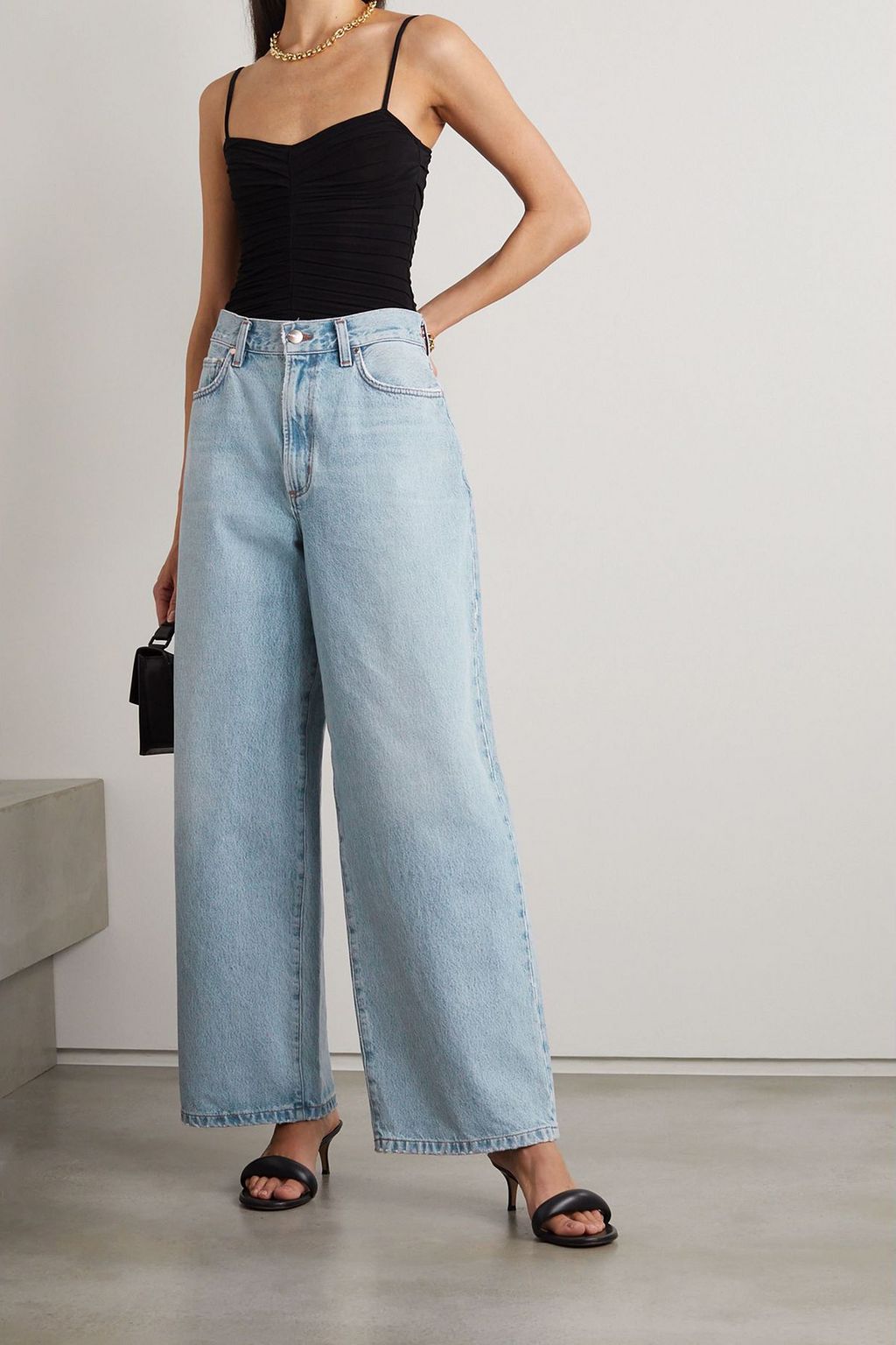 GOLDSIGN Halbhohe Jeans „Dixon“ mit weitem Bein