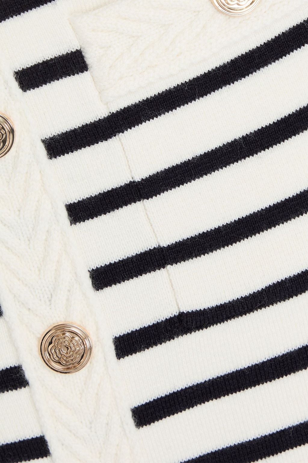 MAJE Embellished striped knitted mini skirt
