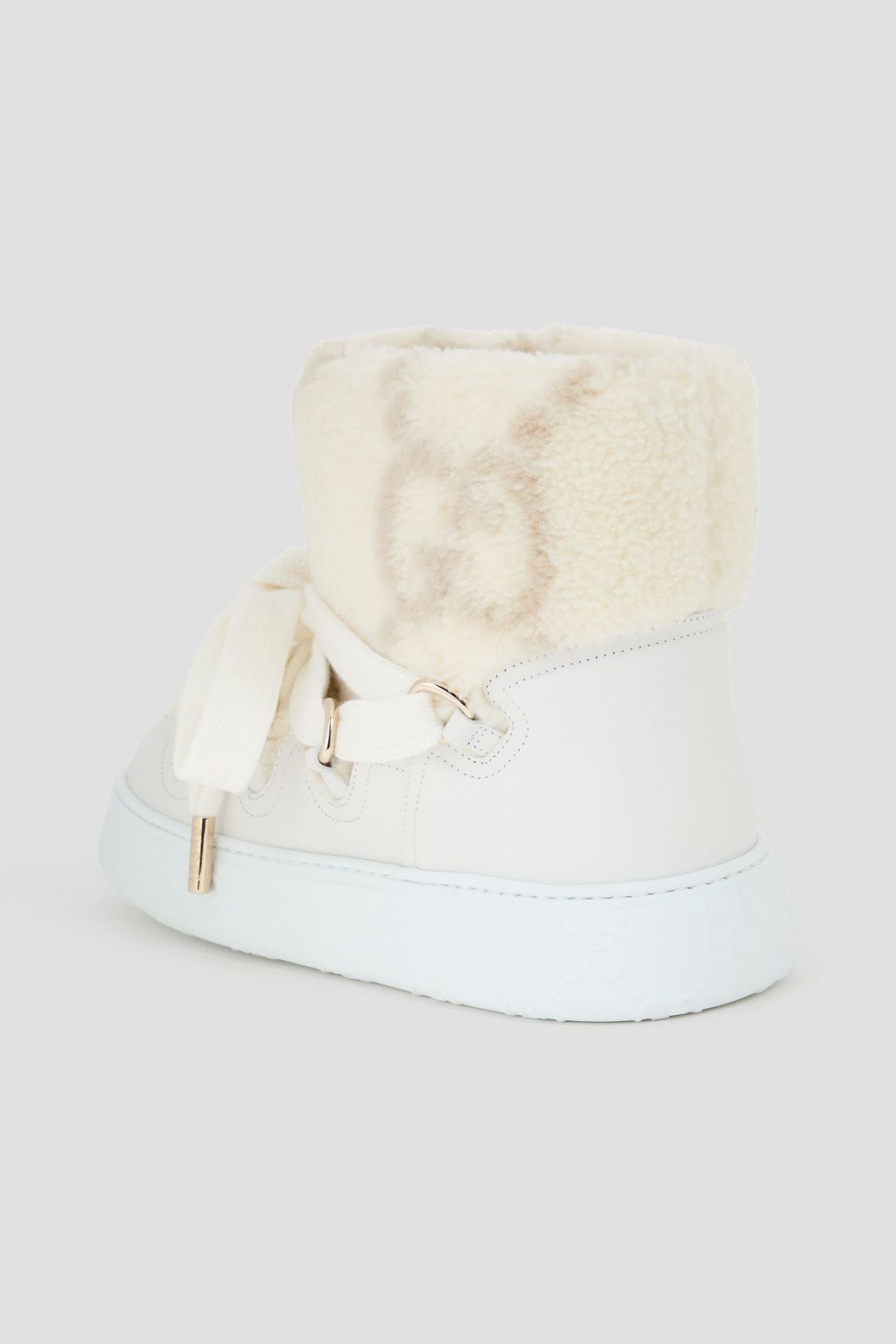 GUCCI GG teddy fleece and leather platform ankle boots