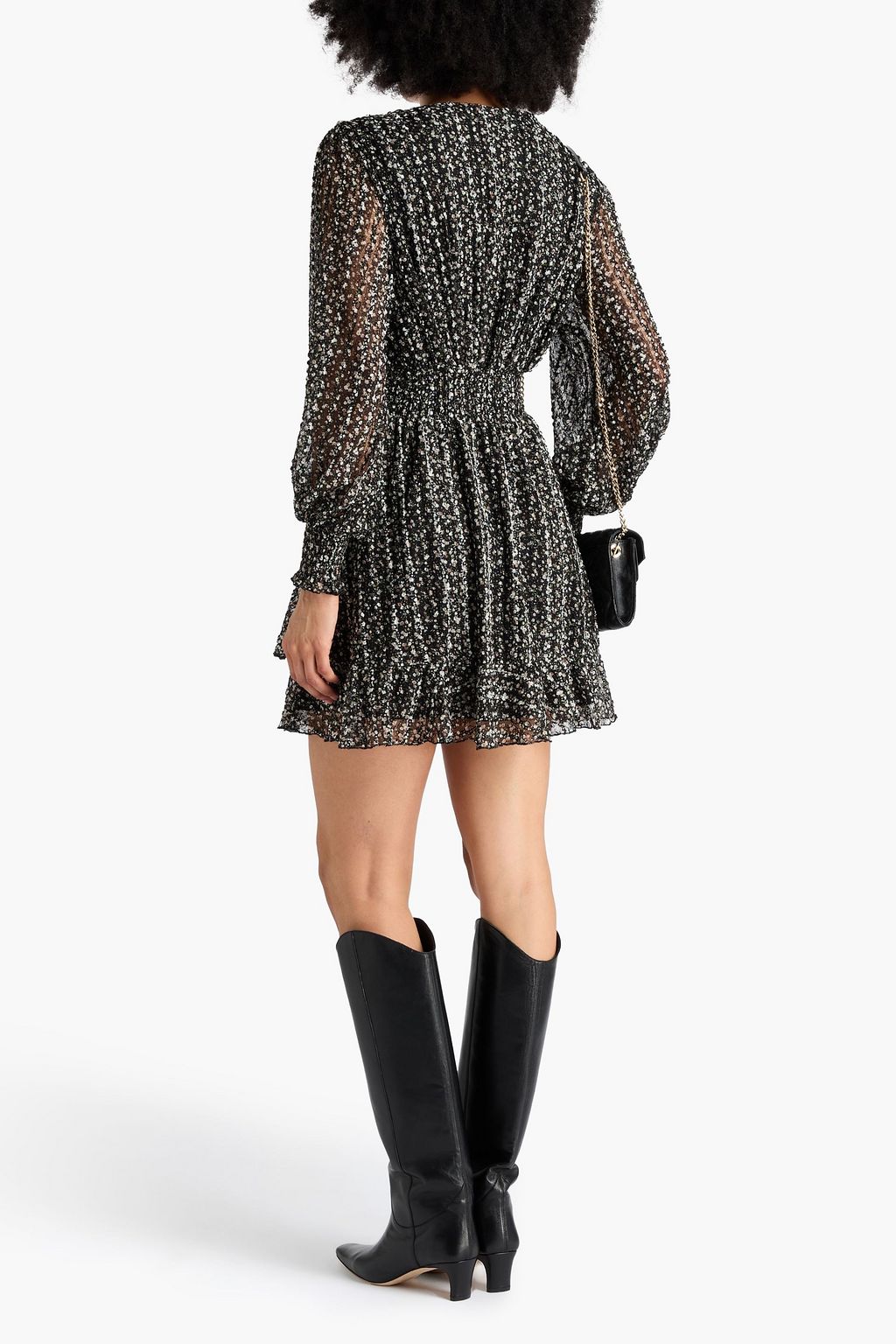 MAJE Wrap-effect floral-print jacquard mini dress