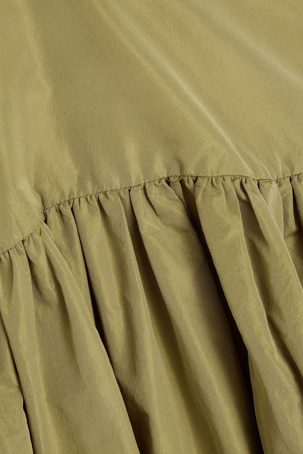 MAJE Ruched cutout taffeta midi dress