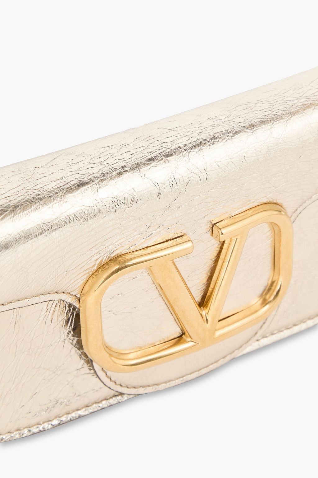 VALENTINO GARAVANI Locò small metallic crinkled-leather shoulder bag