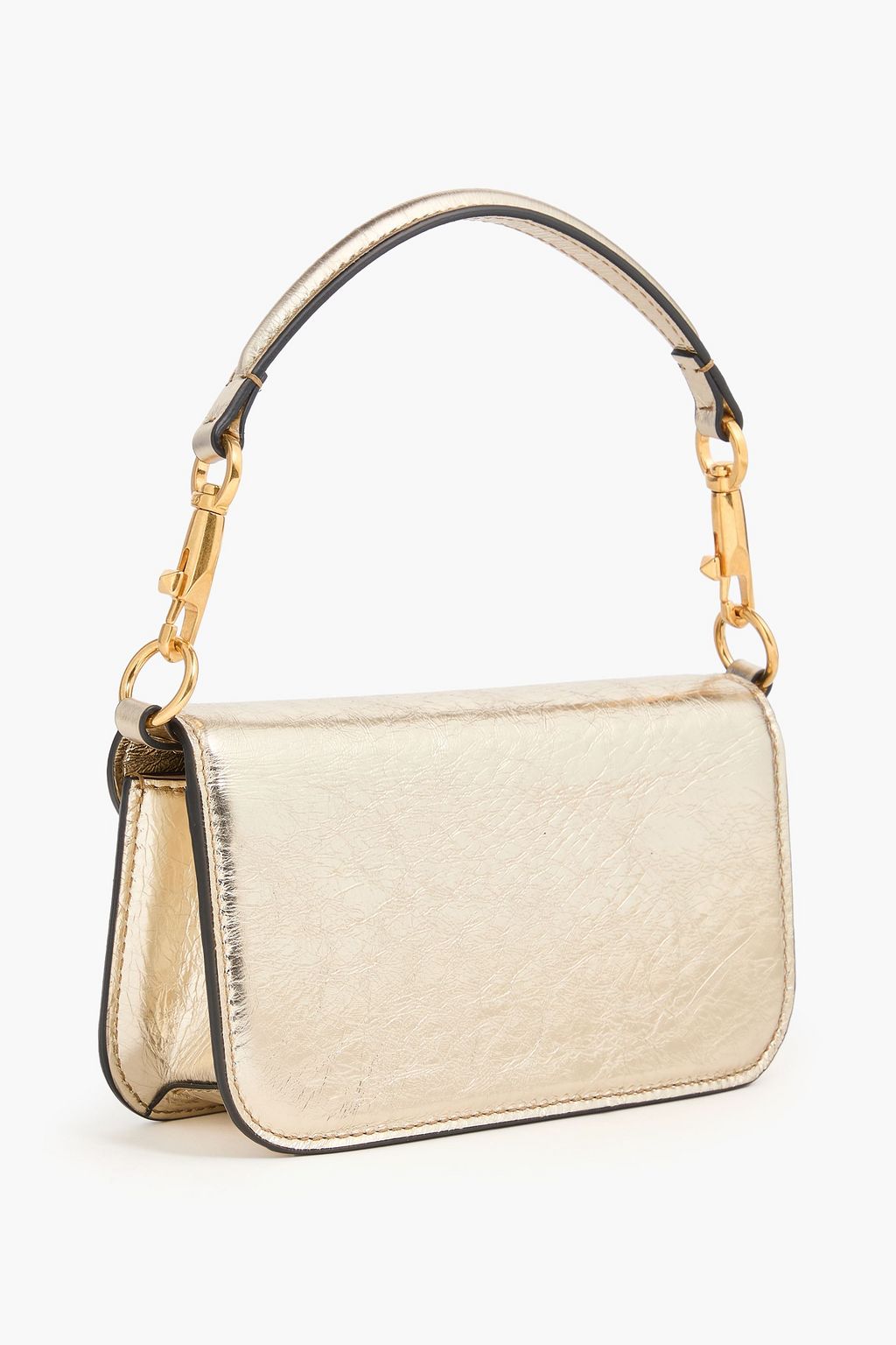 VALENTINO GARAVANI Locò small metallic crinkled-leather shoulder bag