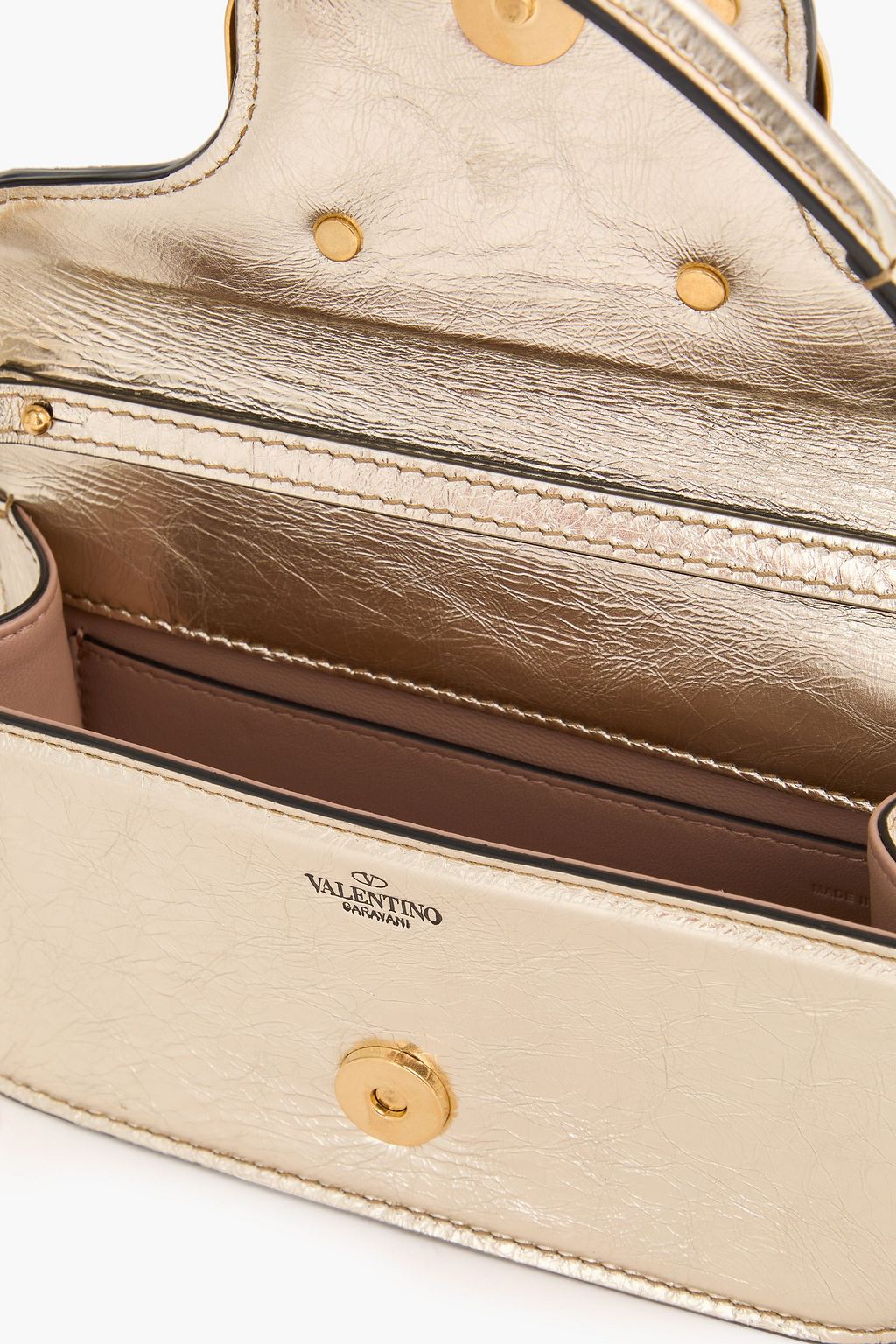 VALENTINO GARAVANI Locò small metallic crinkled-leather shoulder bag