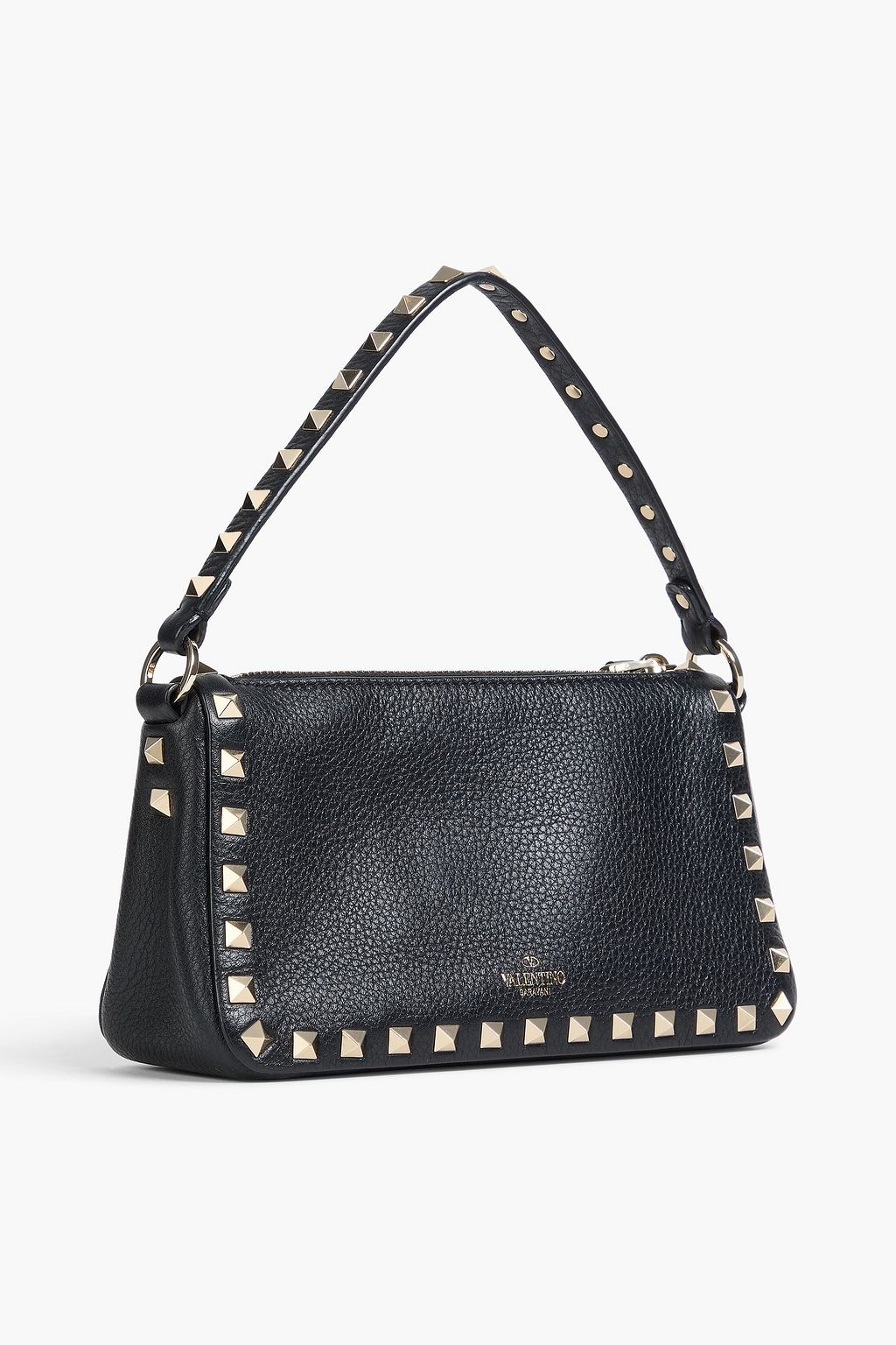 VALENTINO GARAVANI Rockstud ペブル加工レザー ショルダーバッグ