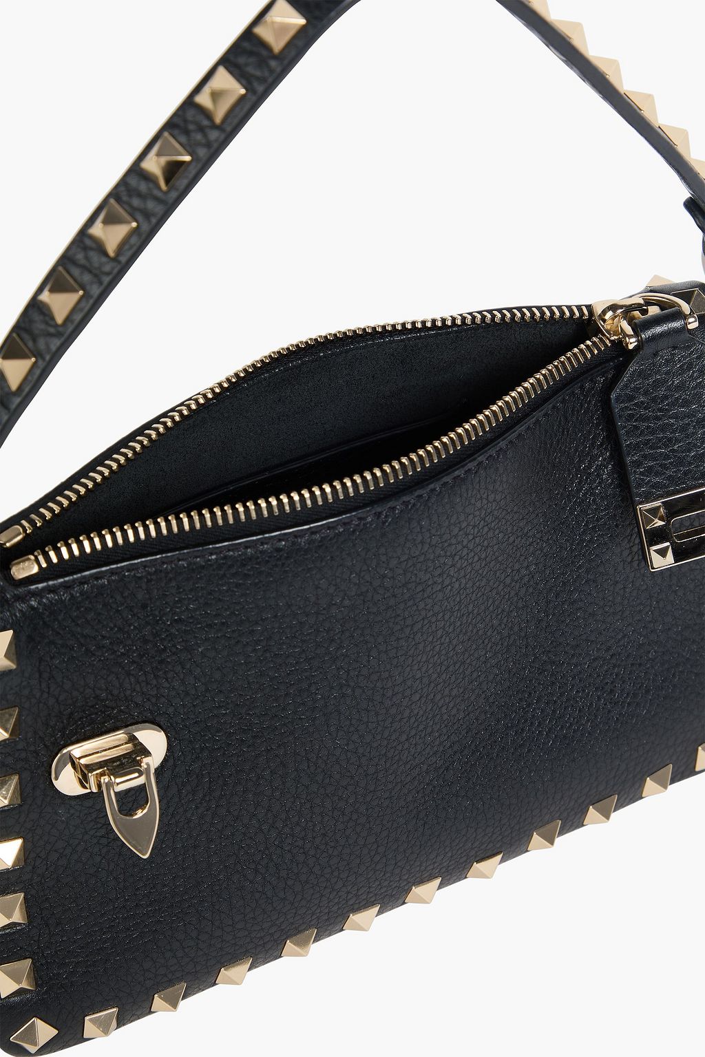 VALENTINO GARAVANI Rockstud ペブル加工レザー ショルダーバッグ