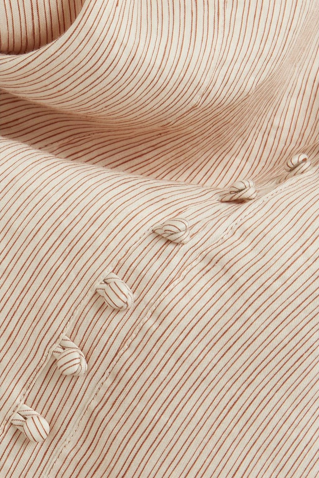 JOSLIN Eden ruffled striped linen and silk-blend midi skirt