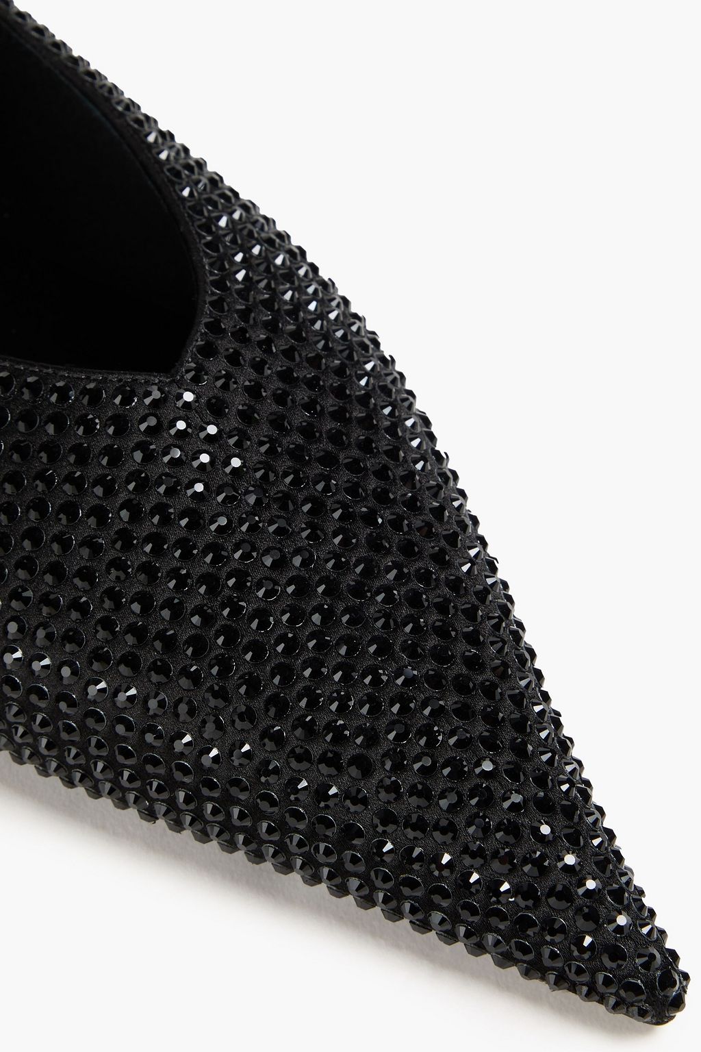 SAINT LAURENT Nour crystal-embellished satin collapsible-heel point-toe flats