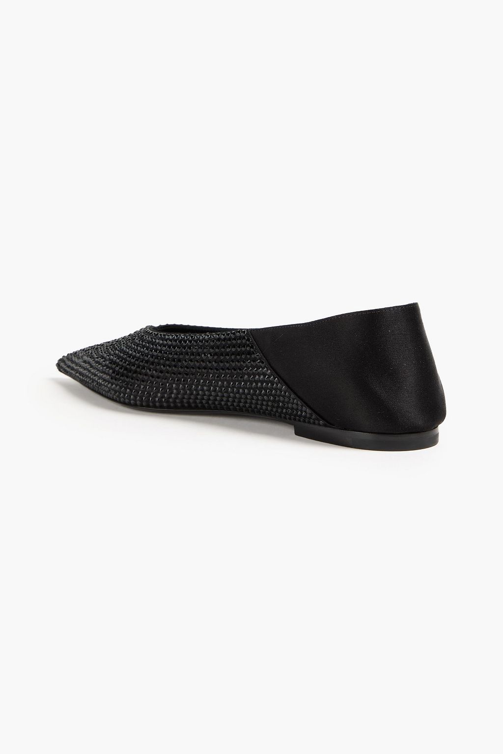 SAINT LAURENT Nour crystal-embellished satin collapsible-heel point-toe flats