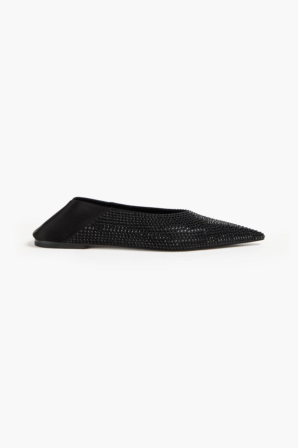 SAINT LAURENT Nour crystal-embellished satin collapsible-heel point-toe flats
