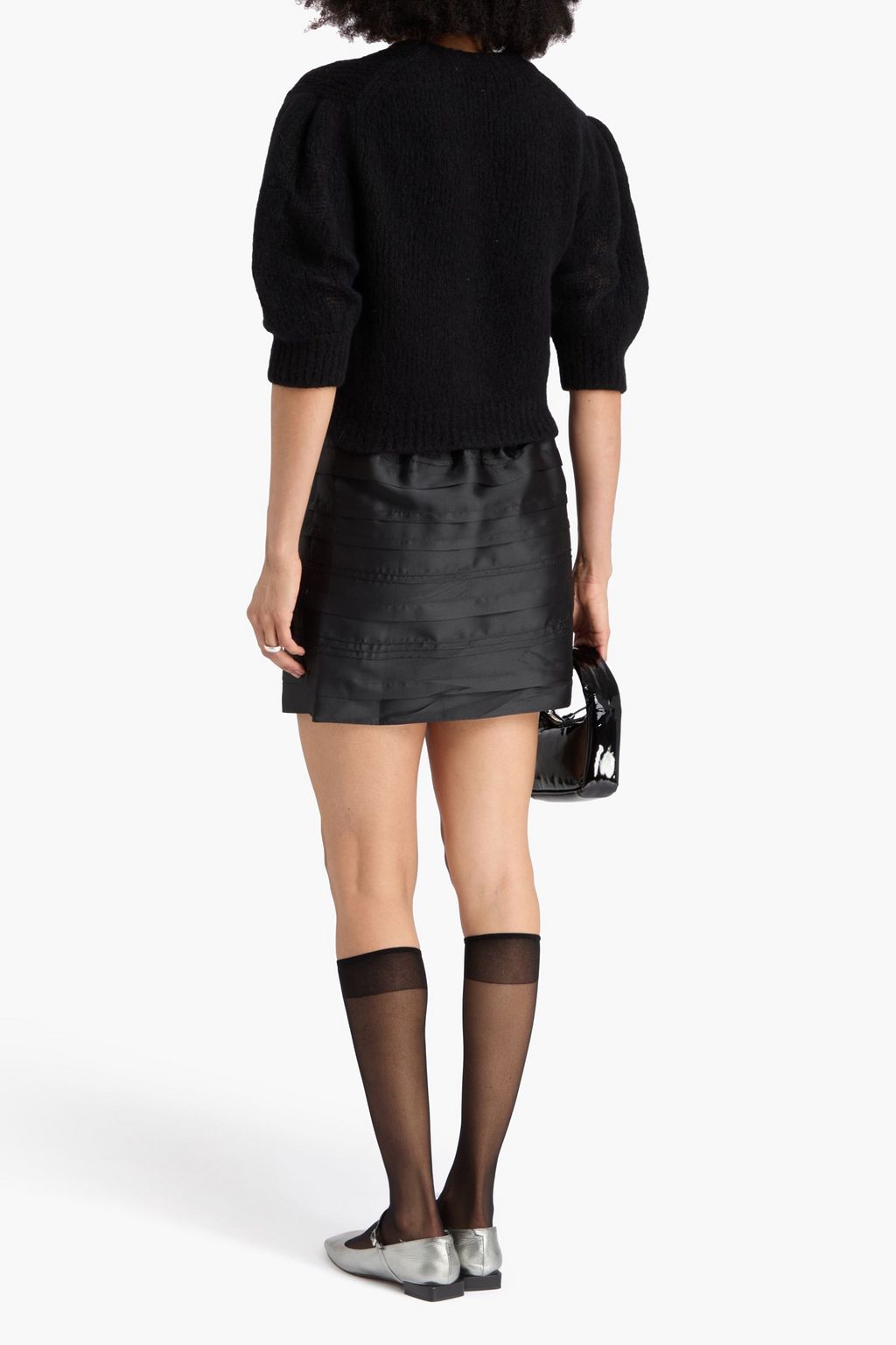 CECILIE BAHNSEN Nona pintucked satin-twill mini skirt