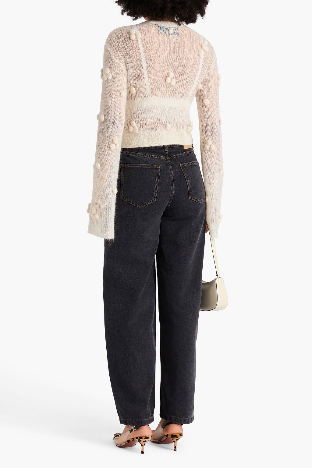 ROTATE BIRGER CHRISTENSEN كنزة رياضية قصيرة محبوكة ومزينة بكرات صغيرة