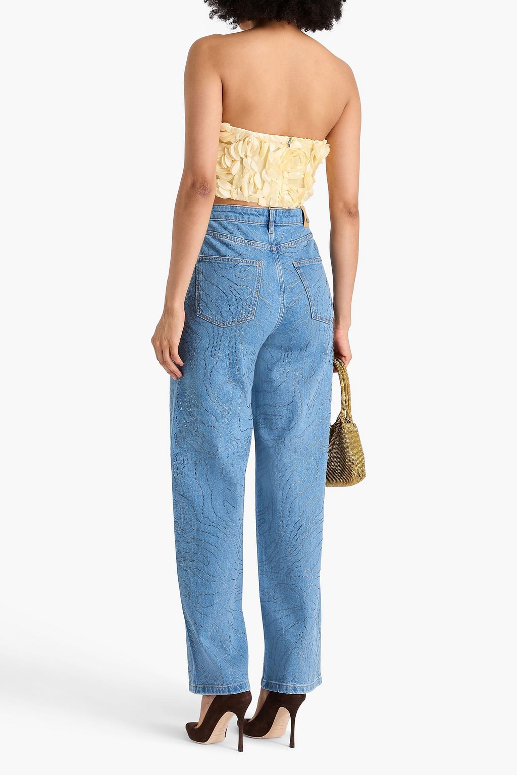 ROTATE BIRGER CHRISTENSEN チュール クロップド ストラップレストップス フローラルアップリケ付き