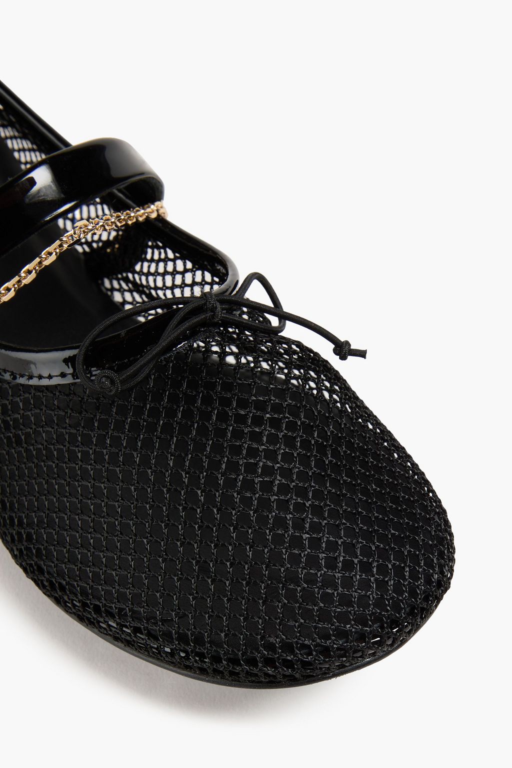MAJE Patent Mary-Jane-Ballerinas aus Netzmaterial mit Lederbesatz