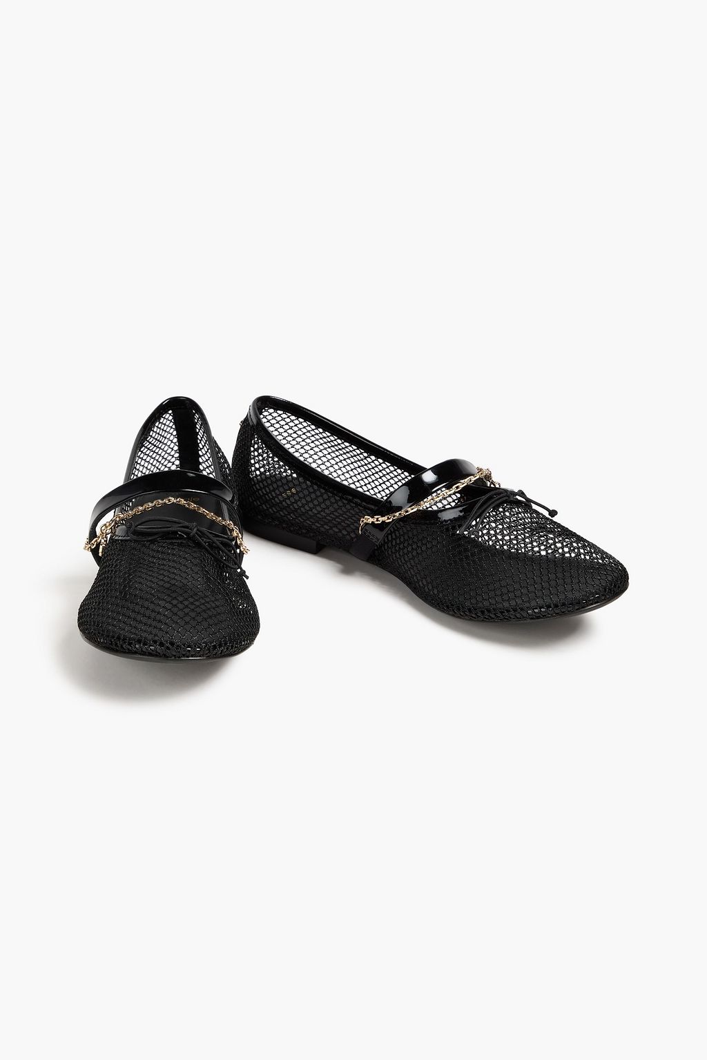 MAJE Patent Mary-Jane-Ballerinas aus Netzmaterial mit Lederbesatz