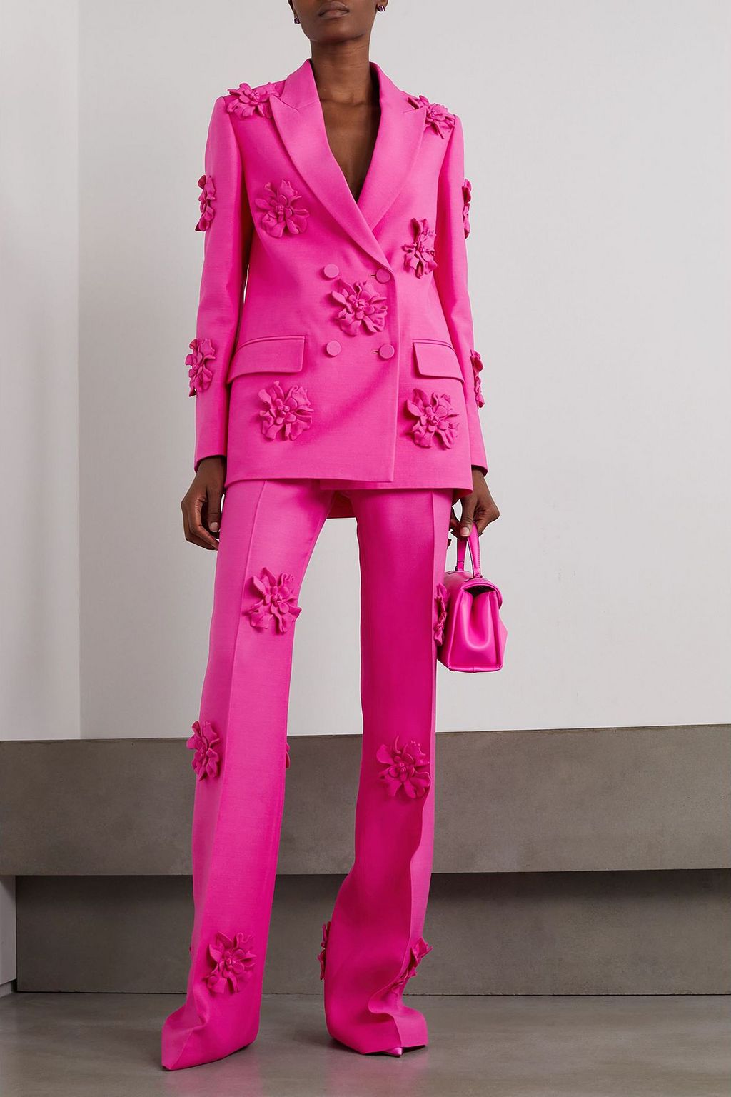 VALENTINO GARAVANI Double-breasted wool and silk-blend crepe blazer