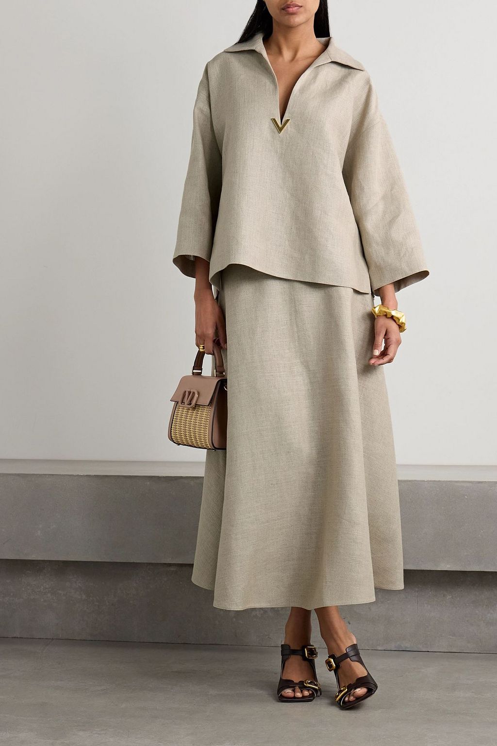 VALENTINO GARAVANI Embellished linen shirt