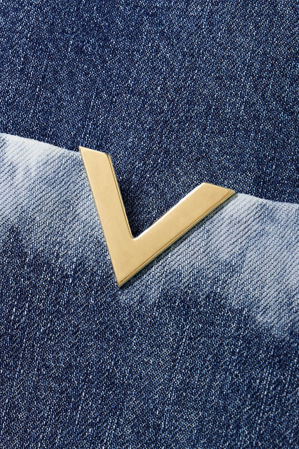 VALENTINO GARAVANI Oversized embellished bleached denim jacket