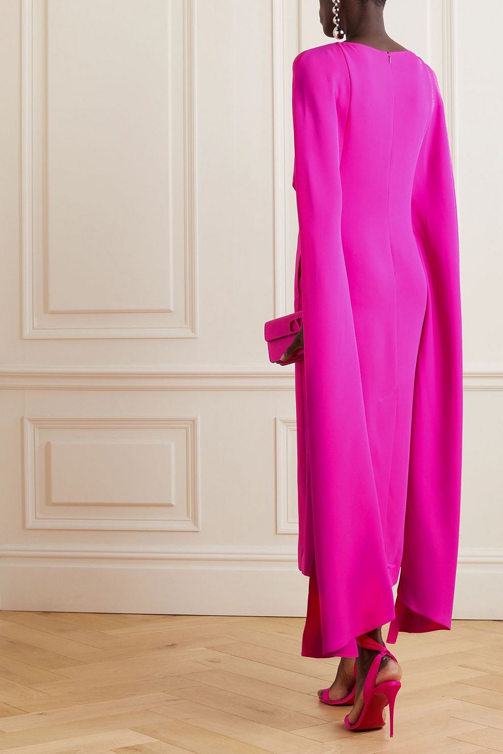 VALENTINO GARAVANI Cape-effect silk-crepe midi dress