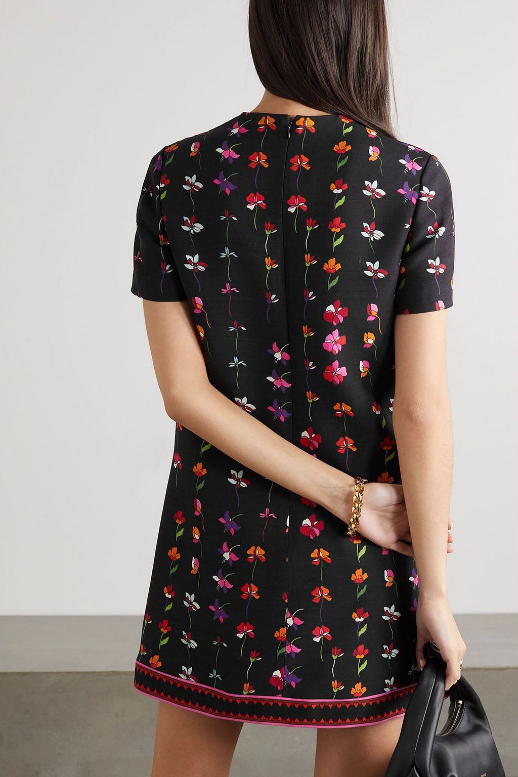 VALENTINO GARAVANI Floral-print wool-blend mini dress