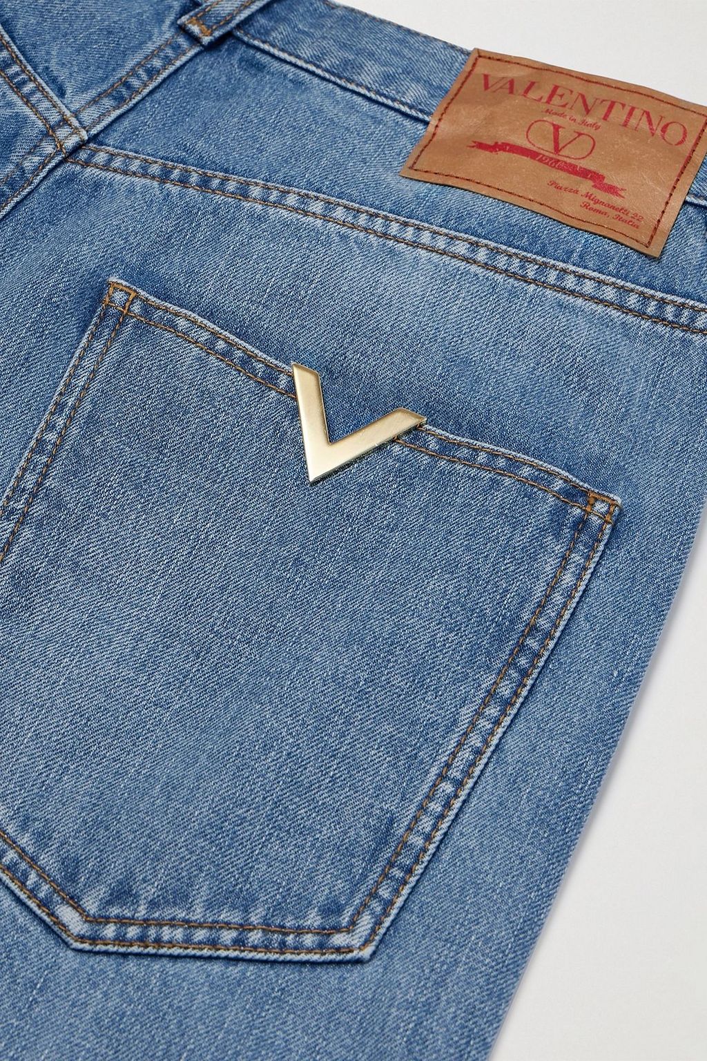 VALENTINO GARAVANI Embellished high-rise straight-leg jeans