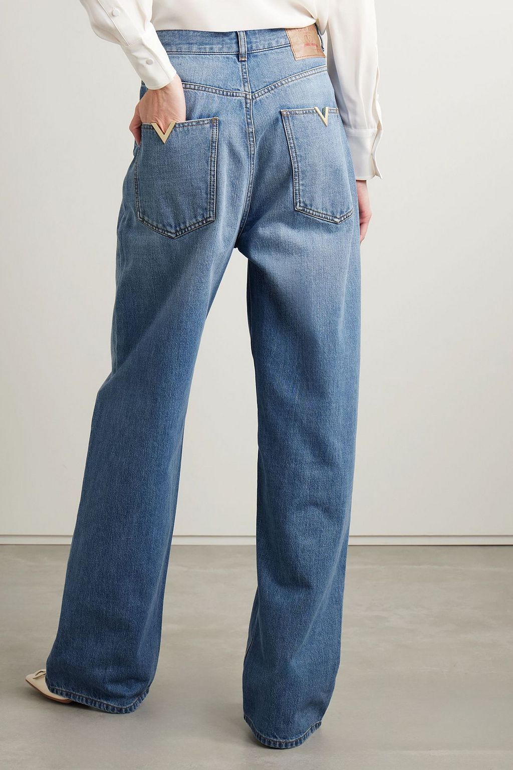 VALENTINO GARAVANI Embellished high-rise straight-leg jeans