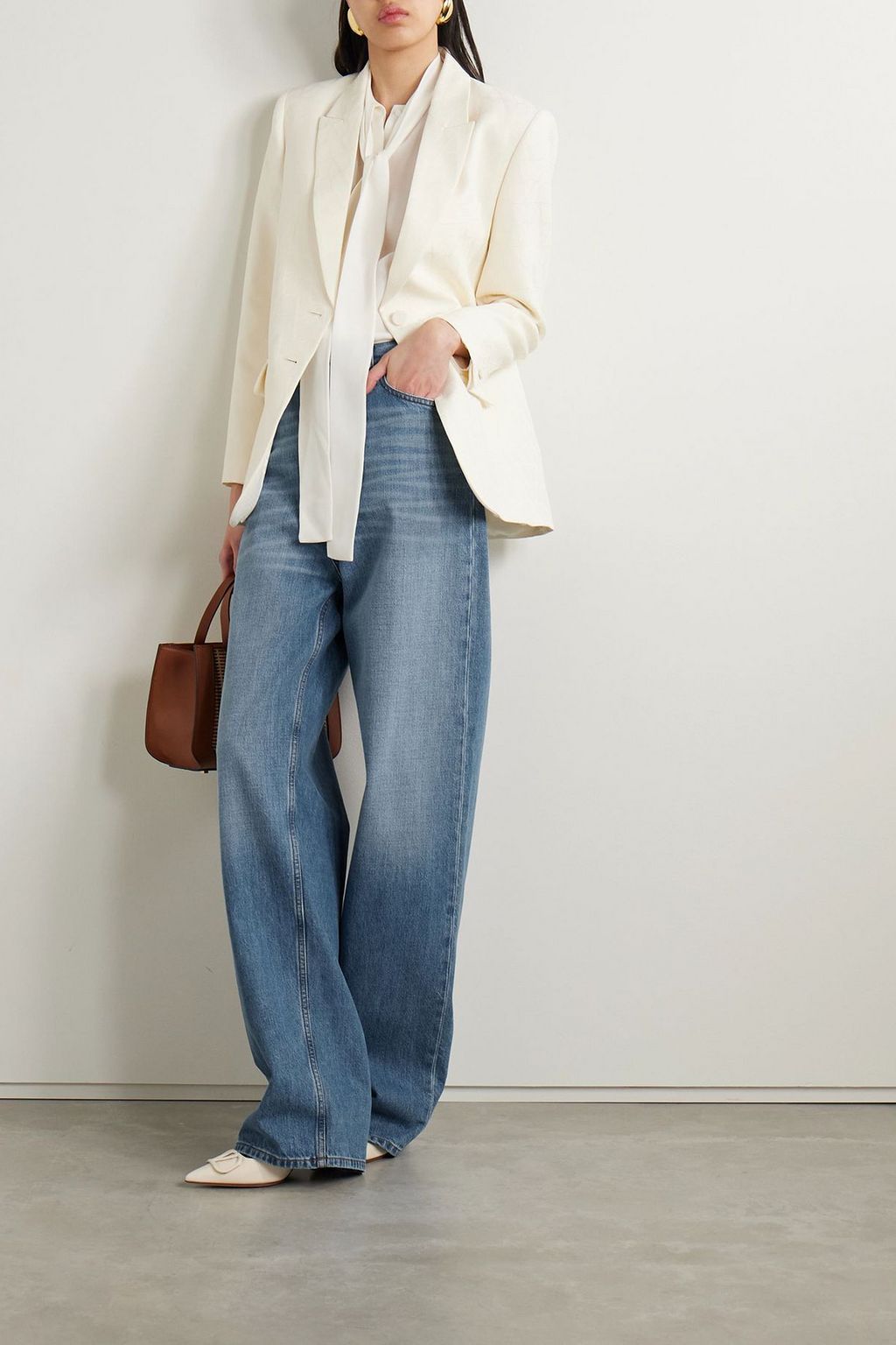 VALENTINO GARAVANI Embellished high-rise straight-leg jeans