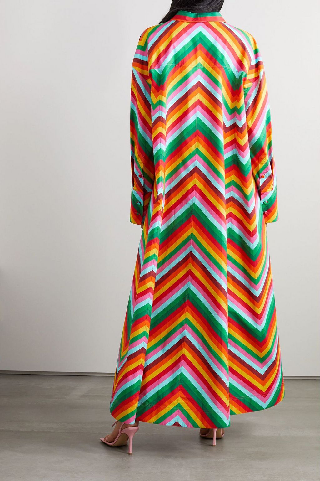 VALENTINO GARAVANI Oversized striped cotton-poplin shirt dress